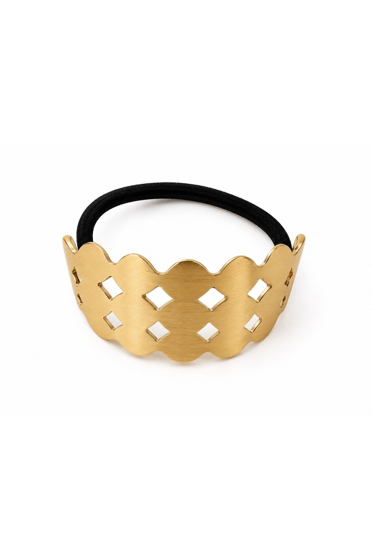 Gold Geometrik Desenli Lastik Saç Tokası - Görsel 2