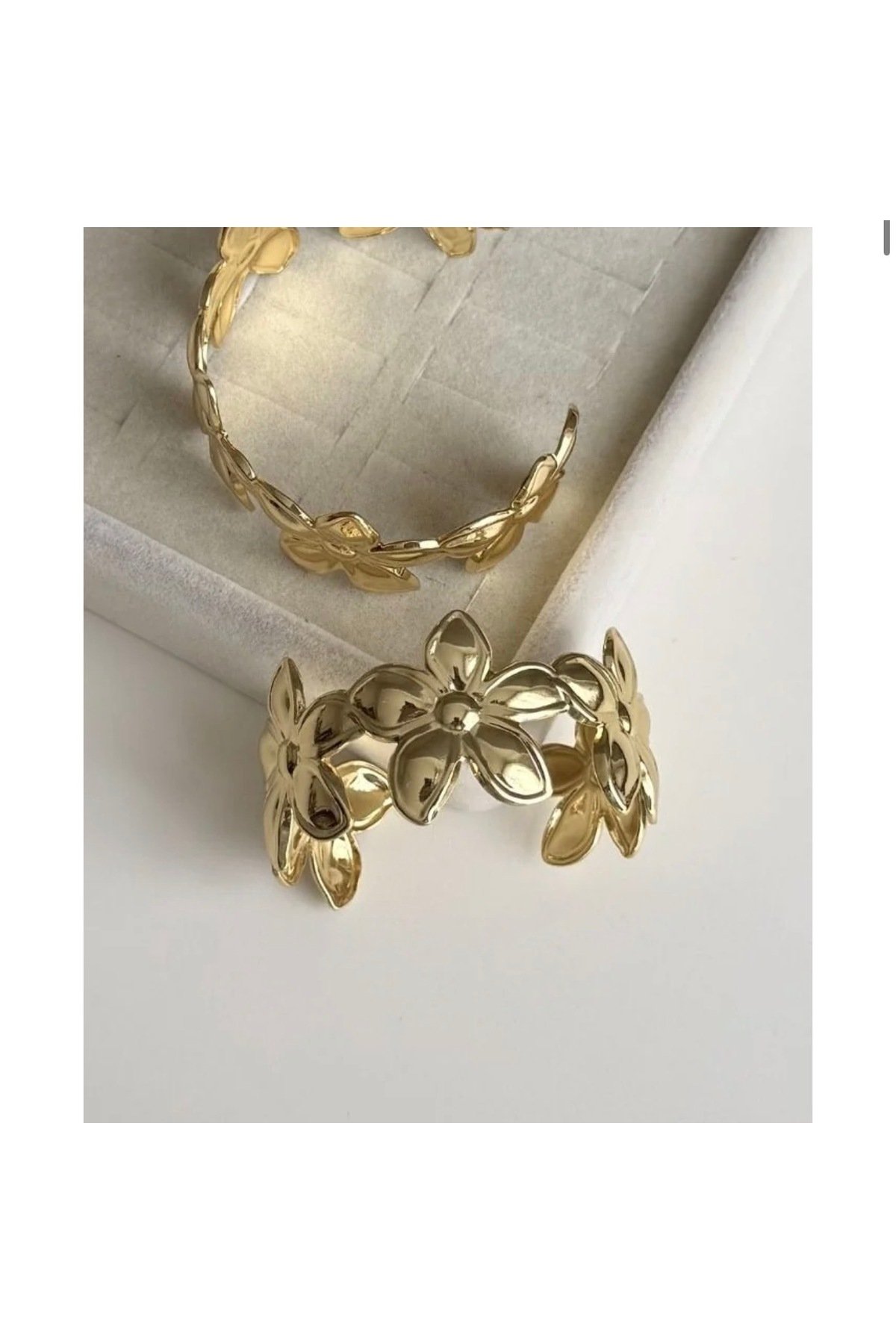 Çiçek Kelepçe Bileklik Gold - Görsel 3