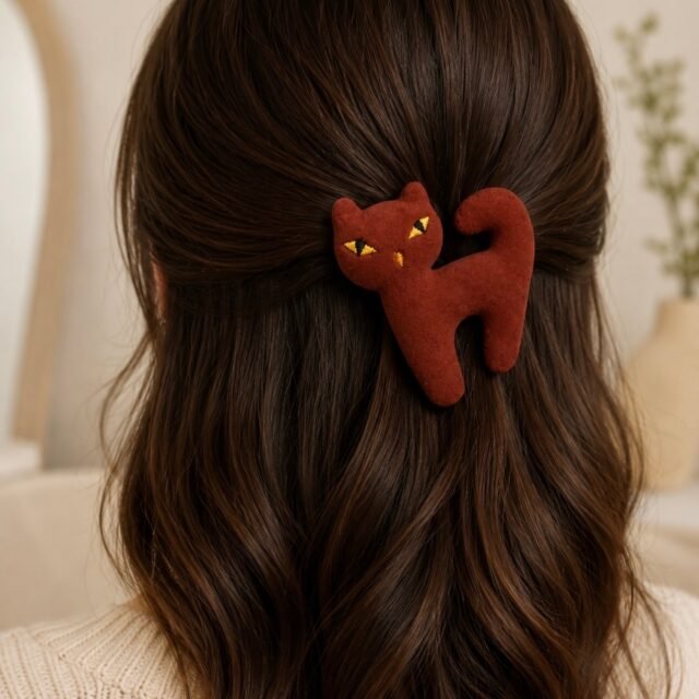 Kiremit Kedi Figürlü Peluş Toka